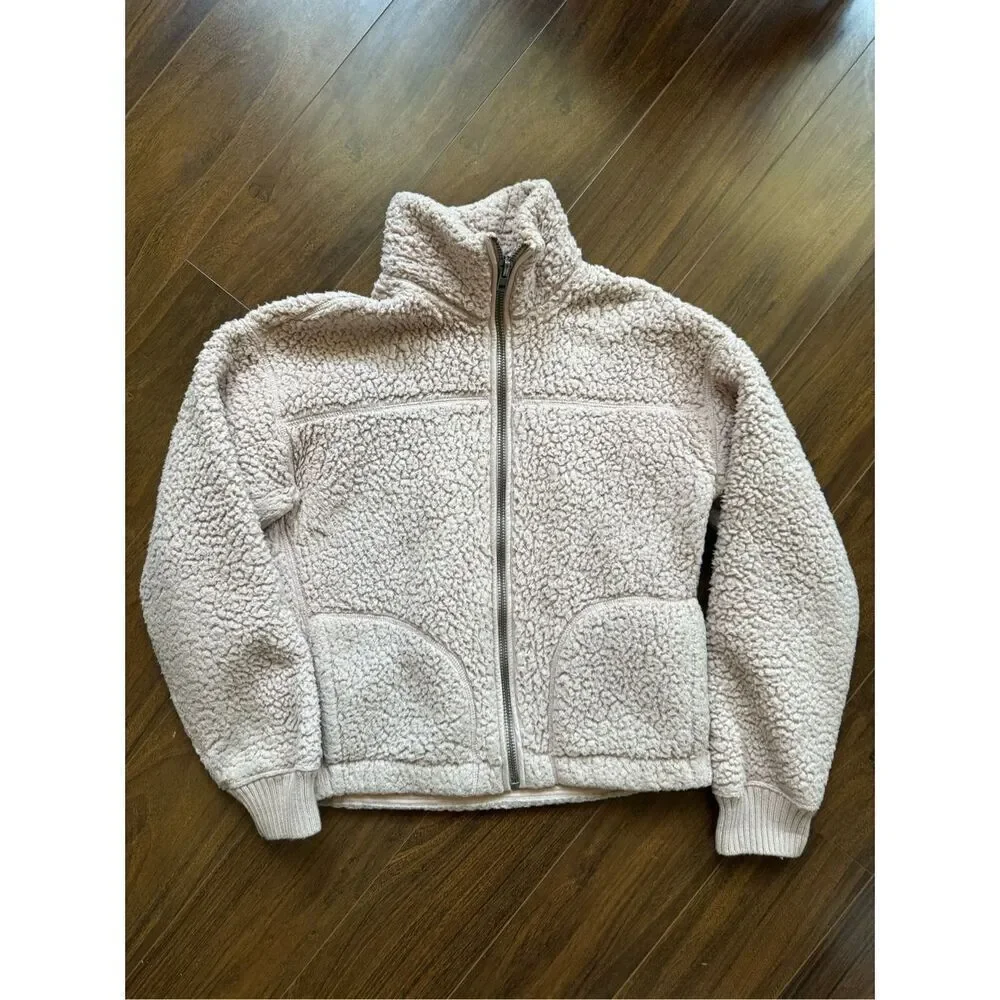 Abercrombie & Fitch XS Pink Sherpa Full Zip Jacket - Picture 3 of 5